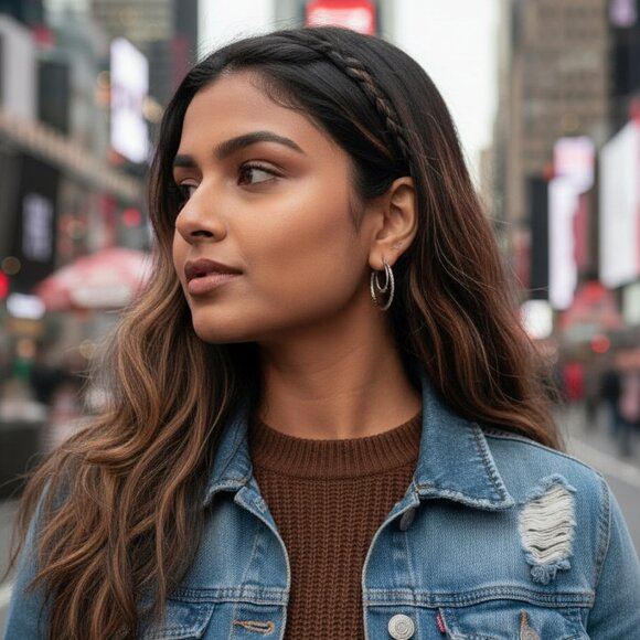 Minimalist Elegant Silver Beaded Stainless Steel Hoop Earrings β 1.4" Diameter - Picture 9 of 13